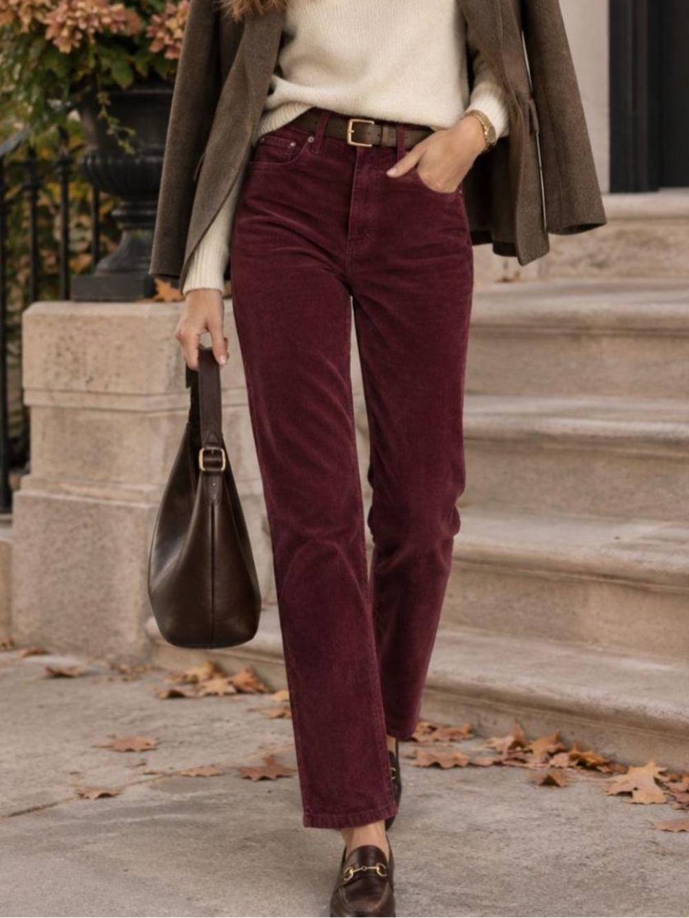 GAP High-Rise Corduroy Jeans in Burgundy